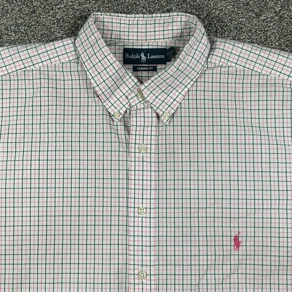 Ralph Lauren Mens 2XLT Tall Classic Fit Short Sleeve Button Down Shirt Checkered - Picture 1 of 10